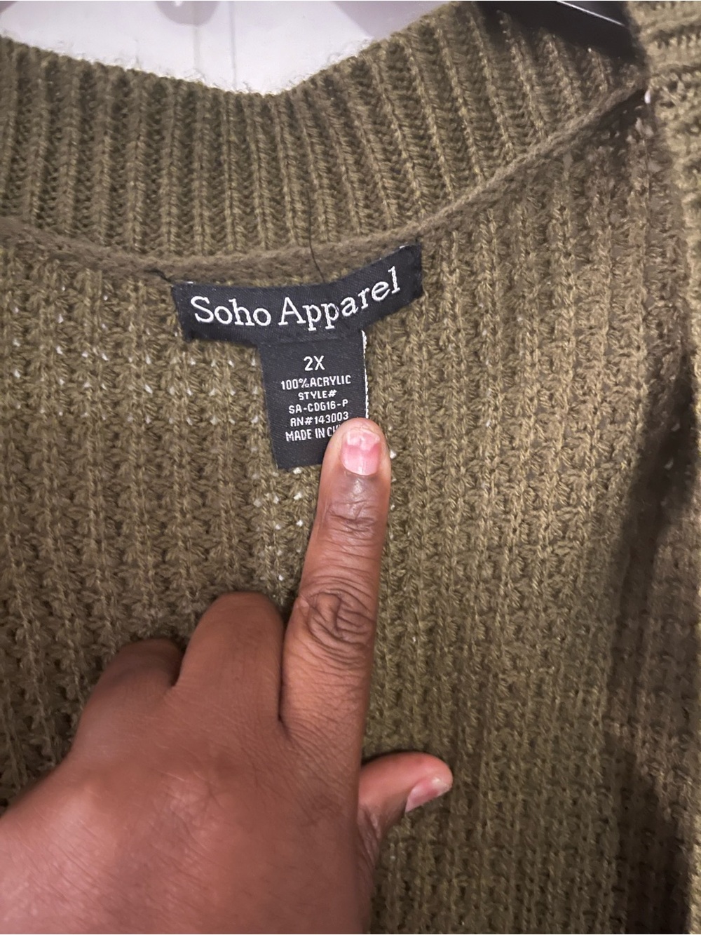 Soho Apparel Olive Knit Crewneck Sweater - Women's